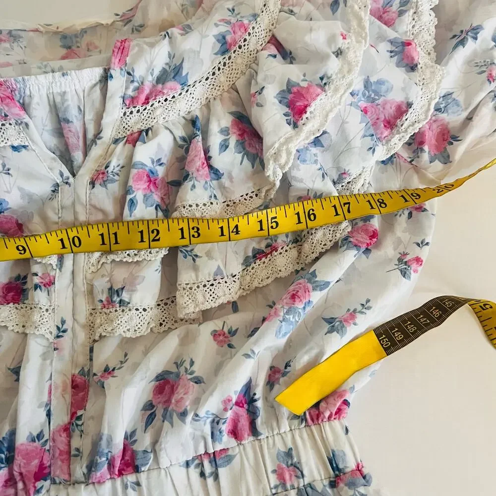 Fanco Floral Ruffle Detail Dress Size L Large Pink Multi - Picture 6 of 8